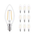 Mehrfachpackung 10x Philips Corepro LEDcandle E14 Fadenlampe Klar 2W 250lm - 827  | Ersatz für 25W