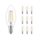 Mehrfachpackung 10x Philips Corepro LEDcandle E14 Fadenlampe Klar 4.3W 470lm - 827  | Ersatz für 40W