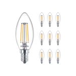 Mehrfachpackung 10x Philips MASTER Value LEDcandle E14 Fadenlampe Klar 3.4W 470lm - 927  | Höchste Farbwiedergabe - Dimmbar - Ersatz für 25W