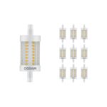 Mehrfachpackung 10x Ledvance Performance LED R7s doppelt Ended 78mm Klar 9.5W 1055lm - 827  | Dimmbar - Ersatz für 75W