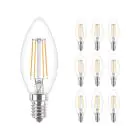 Mehrfachpackung 10x Philips Corepro LEDcandle E14 Fadenlampe Klar 4.3W 470lm - 827  | Ersatz für 40W
