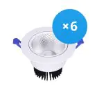 Mehrfachpackung 6x LED Deckenstrahler Rund schwenkbar 7W 560lm 60D - 930  | 85mm - Ausschnitt 70mm - UGR 