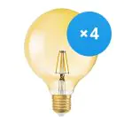 Mehrfachpackung 4x Ledvance Vintage 1906 LED E27 Kugel Gold 4W 410lm - 824  | Ersatz für 40W
