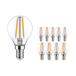 Mehrfachpackung 10x LED E14 Kugel Fadenlampe Klar 4.5W 470lm - 827 | Ersatz für 40W