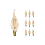 Mehrfachpackung 10x LED E14 Gebogen-tip Kerze Fadenlampe Messing 4.1W 350lm - 822 | Dimmbar - Ersatz für 40W