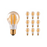 Mehrfachpackung 10x Fadenlampe LED E27 Birne Messing 7.2W 630lm - 822  | Dimmbar - Ersatz für 50W