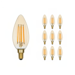 Mehrfachpackung 10x LED E14 Kerze Fadenlampe Messing 4.1W 350lm - 822 | Dimmbar - Ersatz für 40W