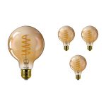 Lot 4x Philips Classic LED Globe E27 Filament Ambre 95mm 4W 250lm - 820 Blanc Très Chaud | Dimmable - Équivalent 25W