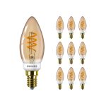 Lot 10x Philips MASTER Value LEDcandle E14 Vintage Filament Dorée 2.5W 136lm - 927  | Meilleur rendu de couleur - Dimmable - Remplacement 25W