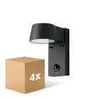Lot 4x D'Lite Applique Murale Lira Noir 7W 600lm 830  | IP54 - Détecteur De Mouvement